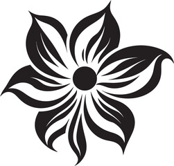 Fototapeta premium Sleek Petal Abstraction Handcrafted Vector Emblem Chic Minimalist Flower Black Artistic Icon