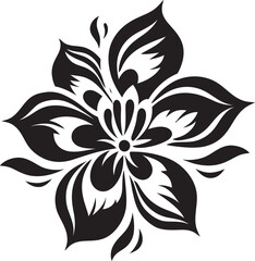 Elegant Vector Blossom Simple Black Emblem Graceful Petal Design Handcrafted Vector Icon