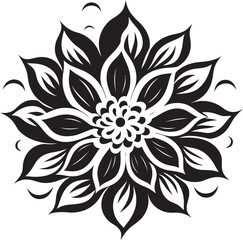 Fototapeta premium Elegant Botanical Sketch Hand Drawn Black Emblem Graceful Vector Bloom Minimalist Black Logo