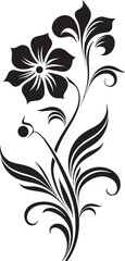 Modern Floral Essence Handcrafted Vector Icon Artistic Bloom Detail Minimalist Black Emblem