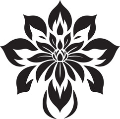 Fototapeta premium Elegant Single Flower Hand Drawn Black Emblem Minimalist Floral Sketch Artistic Logo Element