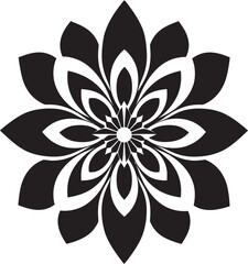 Sleek Floral Outline Simple Black Vector Icon Chic Artistic Whirl Hand Drawn Black Emblem