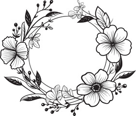 Modern Floral Wreath Artistic Vector Logo Artistic Petal Whirl Wedding Black Icon