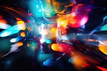 An abstract photo of colorful lights on a black background