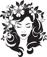 Sophisticated Bloom Aura Handcrafted Emblem Abstract Flora Fusion Black Artistic Face Emblem