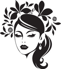 Minimalist Floral Radiance Black Woman Icon Sophisticated Bloom Aura Handcrafted Emblem