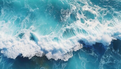 An aerial view of the ocean waves