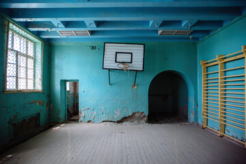 Old gymnasium in abandoned school