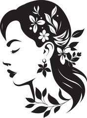 Sophisticated Bloom Aura Handcrafted Emblem Abstract Flora Fusion Black Artistic Face Emblem