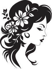 Artistic Blossom Essence Elegant Vector Face Minimalist Floral Radiance Black Woman Icon