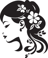 Sophisticated Bloom Aura Handcrafted Emblem Abstract Flora Fusion Black Artistic Face Emblem