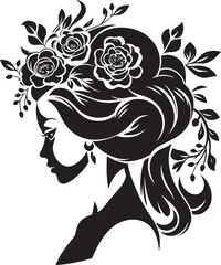 Artistic Blossom Essence Elegant Vector Face Minimalist Floral Radiance Black Woman Icon