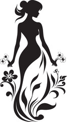 Modern Flowered Persona Black Woman Emblem Artistic Floral Attire Elegant Vector Emblem