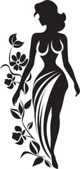 Artistic Floral Attire Elegant Vector Emblem Minimalist Bloom Fusion Black Woman Design