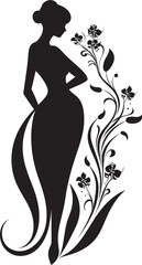 Artistic Floral Attire Elegant Vector Emblem Minimalist Bloom Fusion Black Woman Design