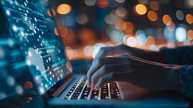 person using their laptop to manage international transactions