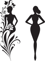 Abstract Flora Fusion Black Artistic Woman in Floral Embrace Elegant Botanical Ensemble Vector Woman in Full Floral Bloom