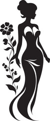 Clean Floral Beauty Black Hand Drawn Icon Whimsical Feminine Radiance Vector Face