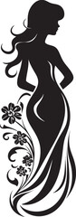 Whimsical Feminine Radiance Vector Face Modern Flower Portrait Black Woman Emblem