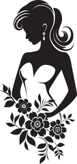Modern Flower Portrait Black Woman Emblem Artistic Blossom Essence Elegant Vector Face