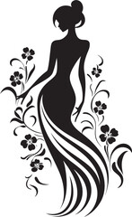 Clean Floral Beauty Black Hand Drawn Icon Whimsical Feminine Radiance Vector Face