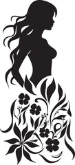 Artistic Floral Attire Elegant Vector Emblem Minimalist Bloom Fusion Black Woman Design