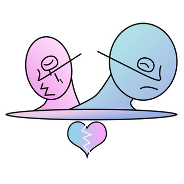 illustration design of a broken love relationship