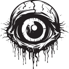 Disturbing Zombie Gaze Creepy Black Vector Macabre Eye of Terror Black Creepy Emblem - obrazy, fototapety, plakaty