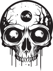 Ghoulish Bone Structure Creepy Vector Icon Macabre Zombie Profile Black Scary Skull Logo