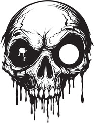 Obraz premium Frightening Zombie Profile Creepy Skull Emblem Sinister Horror Grin Black Vector Skull