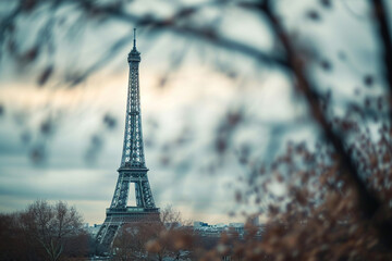 elegant photo of an iconic landmark in soft focus, creating an ethereal and timeless atmosphere in a minimalistic frame