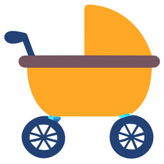 Baby carriage with a large storage basket vektor icon illustation