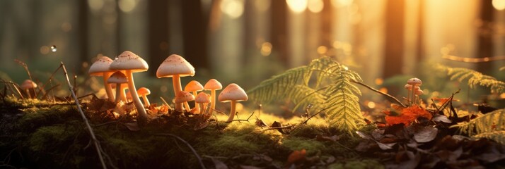 mushrooms growing in the forest - Powered by Adobe