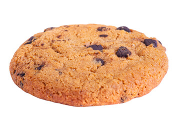 Biscuits with chocolate isolate. Yummy cookie round macro photo.