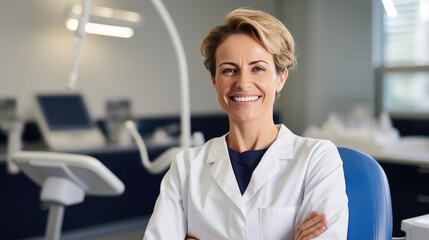 Fototapeta premium Portrait of female dentist in clinic