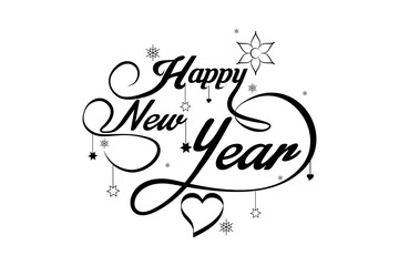 Happy New Year Vector Text Lettering Design. Card Template. Creative Typography for Greeting, Gift Poster. Calligraphy Font Style Banner.  EPS Vector Template.