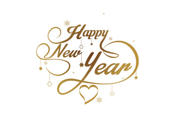 Obraz premium Happy New Year Vector Text Lettering Design. Card Template. Creative Typography for Greeting, Gift Poster. Calligraphy Font Style Banner. EPS Vector Template.