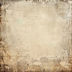 Vintage craft paper texture: Grunge vignette of old Newspaper. Abstract art background design with copy space for text. White smooth paper texture pattern, Torn page sheet with recycled material