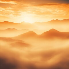Fototapeta premium Natural background blurring warm colors and bright sun light. Sky sunny color orange light patterns plain abstract flare evening clouds - Gen AI
