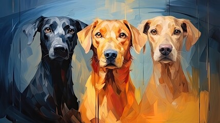 Surreal Oil Paintings with Impressionistic Abstractions.  Unique Dogs
