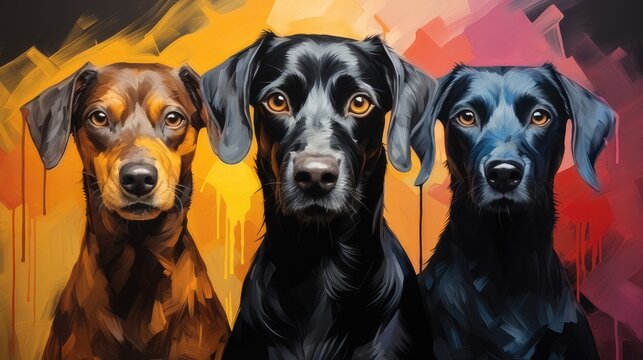 Surreal Oil Paintings with Impressionistic Abstractions.  Unique Dogs
