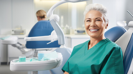 Obraz premium Portrait of female dentist in clinic