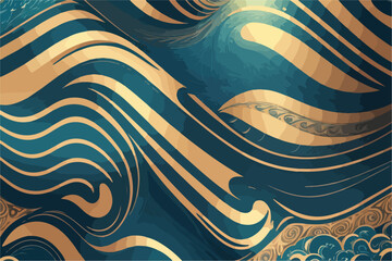 Sculpted Seas: Aesthetic Waves Crafted in Flat Vector 2D Patterns