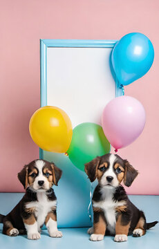 group of puppies in birthday