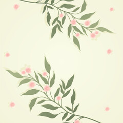 Cute kawaii floral branches background 