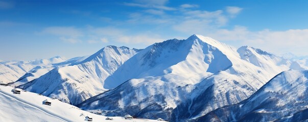 view of snowy ice mountains in winter - obrazy, fototapety, plakaty