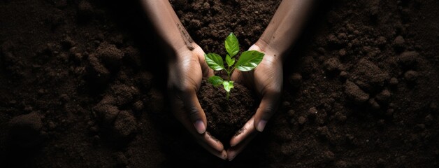 Handful of earth save environment. Sprouting plant on hands full of fertile soil farmer holding plant soil health environment day earth garden soil hands hold earth plant seedling sprout hand seedling