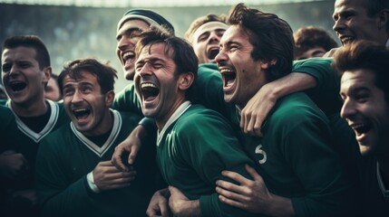 italian football players celebrating for their goal in a football match - Powered by Adobe