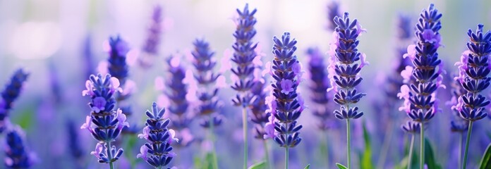 lavender plants and flowers in a blurred background