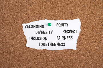 Diversity, equity and inclusion, human rights, fairness and respect, no discrimination and racism,...